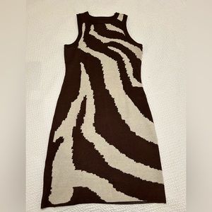 Brown and white y2k printed mini dress